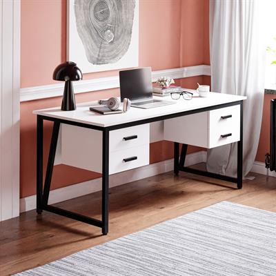 Ceramical MS2C Çalışma Masası,Ofis Masası - 4 Çekmeceli - 70x160 Cm - Beyaz