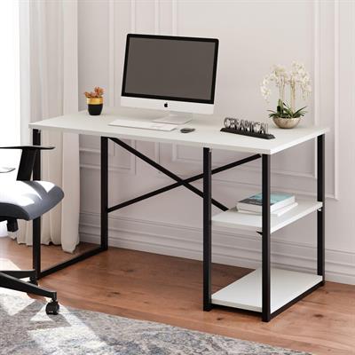 Ceramical MSR Raflı Çalışma Masası - 60x120cm - Beyaz
