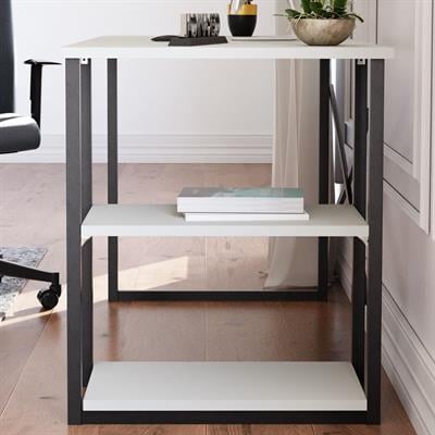 Ceramical MSR Raflı Çalışma Masası - 60x120cm - Beyaz