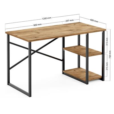 Ceramical MSR Raflı Çalışma Masası - 60x120cm - Çam