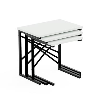 Ceramical ZG1 Metal Ayaklı 3lü Zigon Sehpa - Beyaz