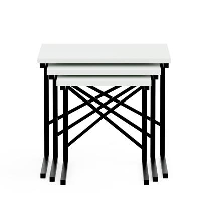 Ceramical ZG1 Metal Ayaklı 3lü Zigon Sehpa - Beyaz