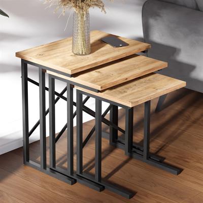 Ceramical ZG2 Metal Ayaklı Zigon Sehpa - Çam