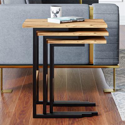 Ceramical ZG3 Metal Ayaklı 3lü Zigon Sehpa - Çam