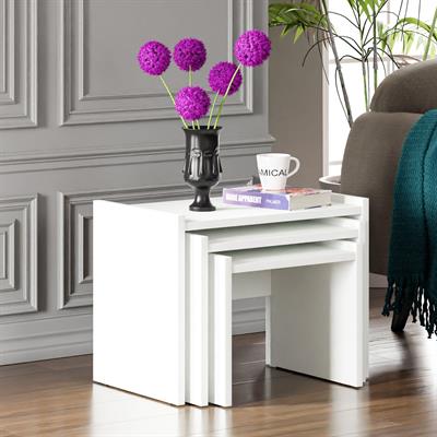 Ceramical ZG4 3lü Zigon Sehpa - Beyaz