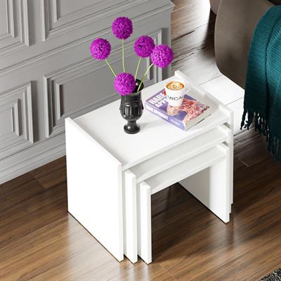 Ceramical ZG4 3lü Zigon Sehpa - Beyaz