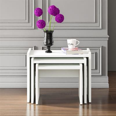 Ceramical ZG4 3lü Zigon Sehpa - Beyaz