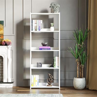 KTS3E Modern 5 Raflı Kitaplık - 54x155cm - Beyaz