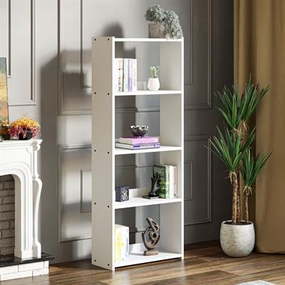KTS3E Modern 5 Raflı Kitaplık - 54x155cm - Beyaz