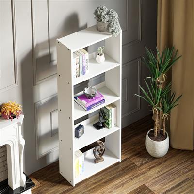 KTS3E Modern 5 Raflı Kitaplık - 54x155cm - Beyaz