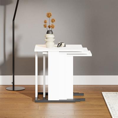 ZG5 3lü Zigon Sehpa - Beyaz