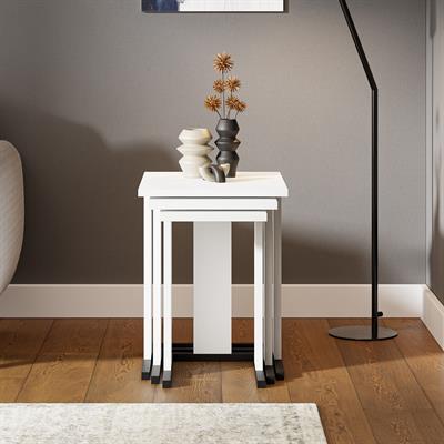 ZG5 3lü Zigon Sehpa - Beyaz