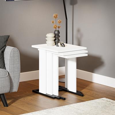 ZG5 3'lü Zigon Sehpa - Beyaz