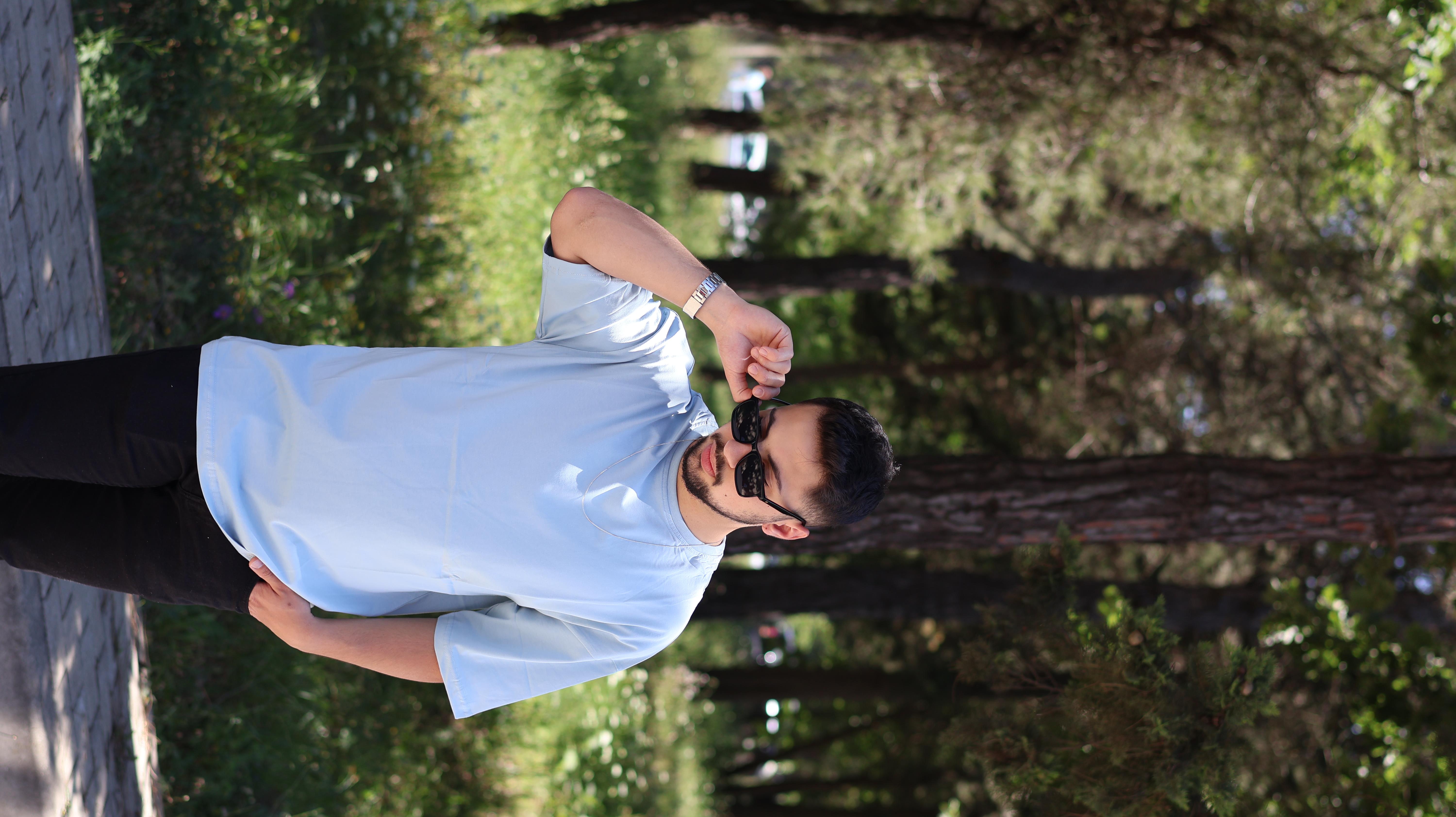 %100 Pamuk Buzmavisi Oversize T-shirt