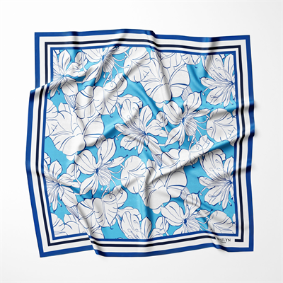 AZURE BLOSSOM TWILL İPEK EŞARP