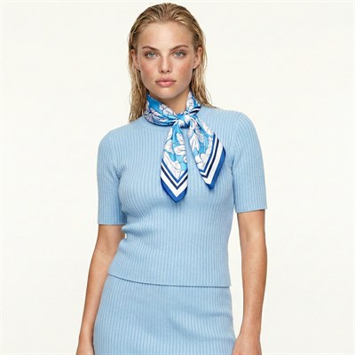 AZURE BLOSSOM TWILL İPEK EŞARP