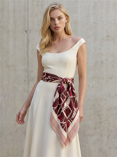 CRIMSON GEOMETRY TWILL İPEK EŞARP 