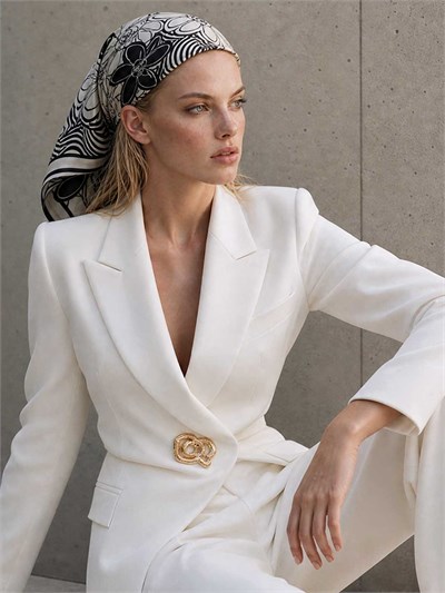 MONOCHROME BLOOM TWILL İPEK EŞARP