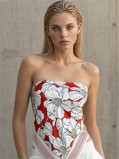 SCARLET BLOSSOM TWILL İPEK EŞARP