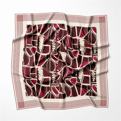 CRIMSON GEOMETRY TWILL İPEK EŞARP 