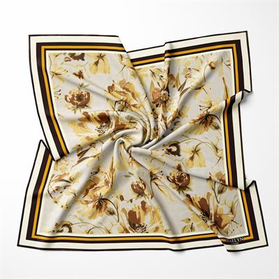 GOLDEN BLOOM TWILL İPEK EŞARP
