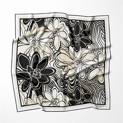 MONOCHROME BLOOM TWILL İPEK EŞARP