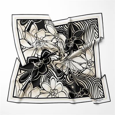 MONOCHROME BLOOM TWILL İPEK EŞARP
