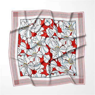SCARLET BLOSSOM TWILL İPEK EŞARP