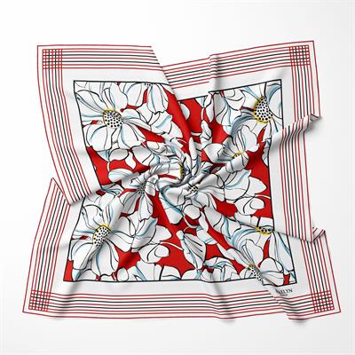 SCARLET BLOSSOM TWILL İPEK EŞARP