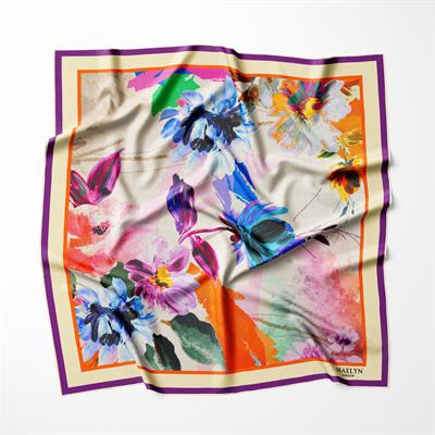 VIBRANT BLOSSOM TWILL İPEK EŞARP 