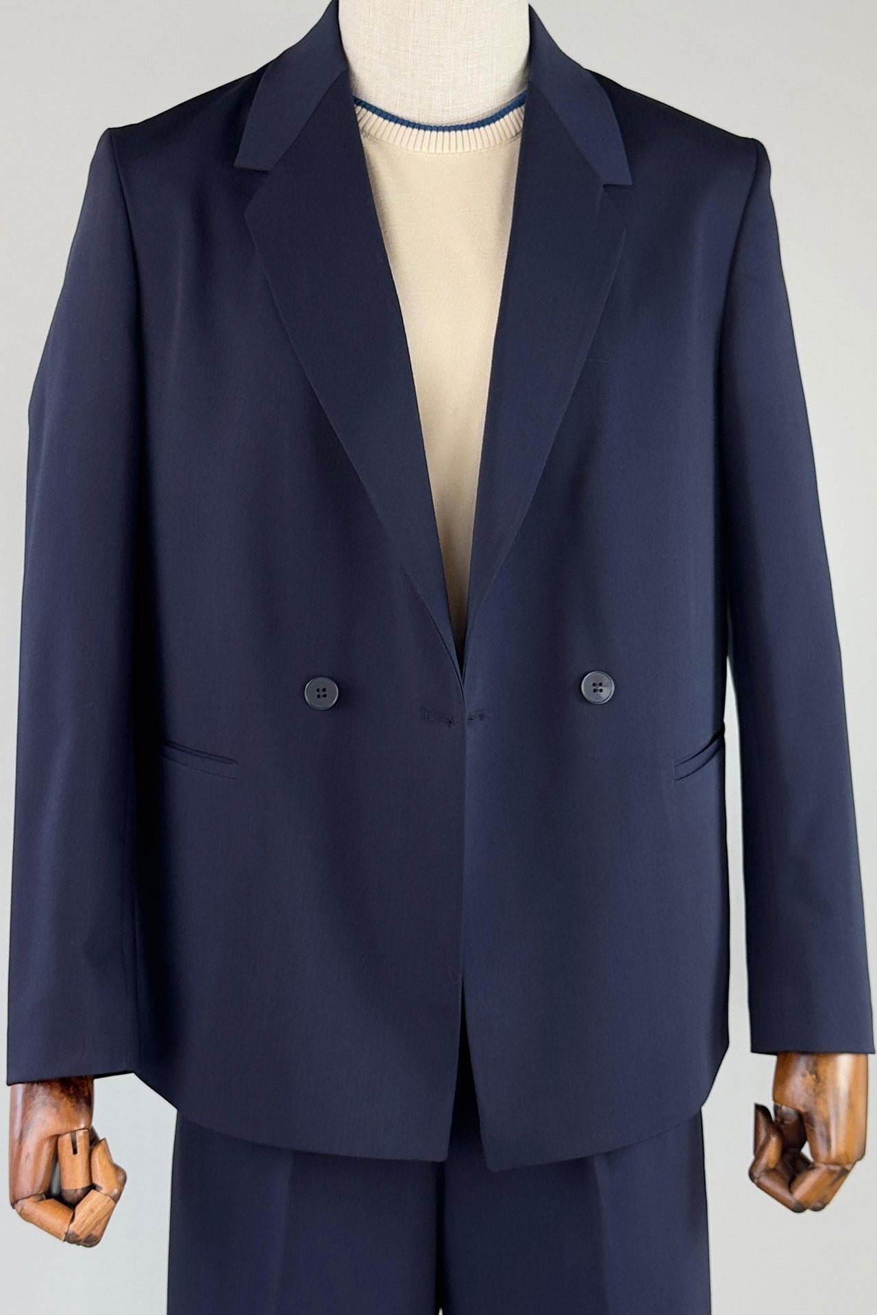 Oversize Kruvaze Lacivert Takım Elbise