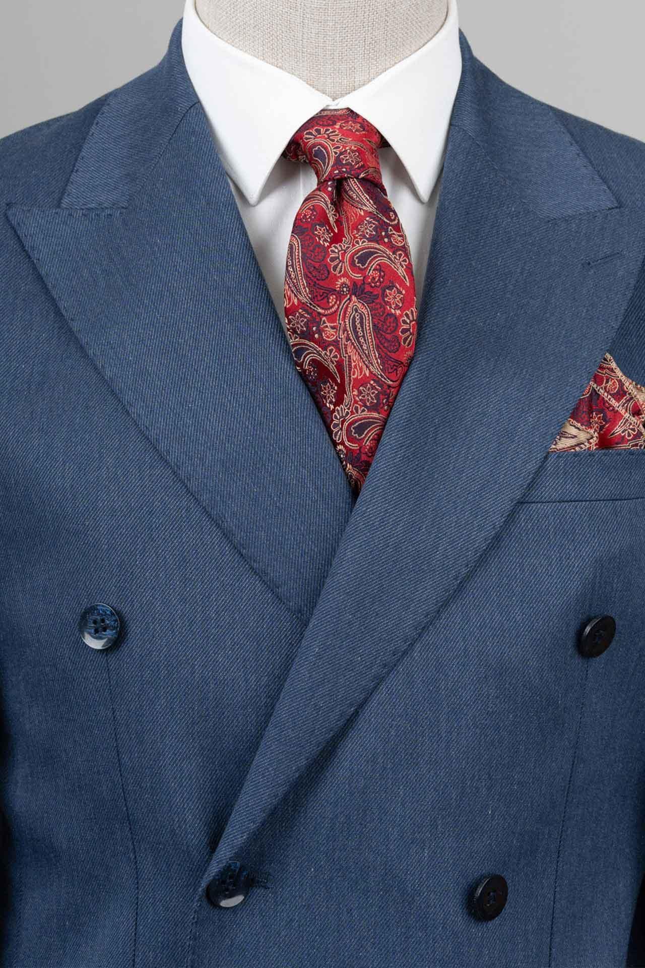 Slim Fit Mavi Kruvaze Tek Ceket