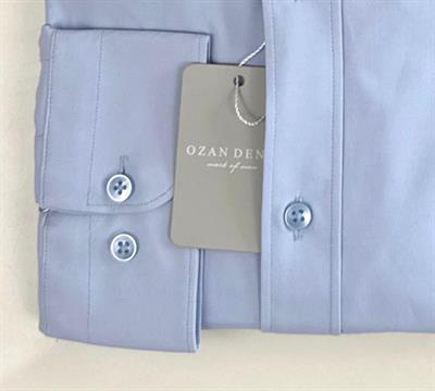 Slim Fit Klasik Koton Açık Mavi Gömlek