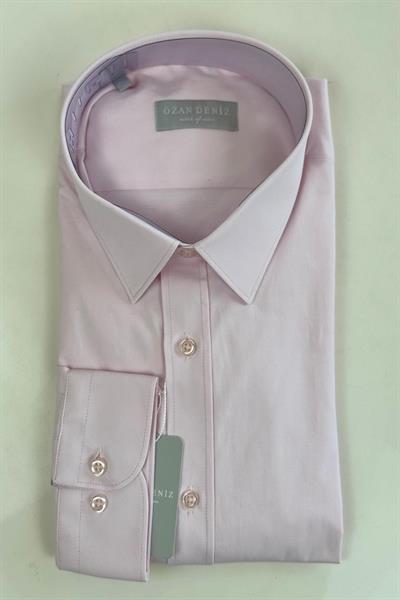 Slim Fit Klasik Koton Pembe Gömlek