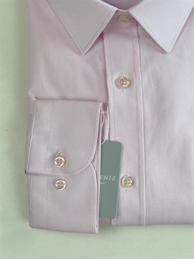 Slim Fit Klasik Koton Pembe Gömlek