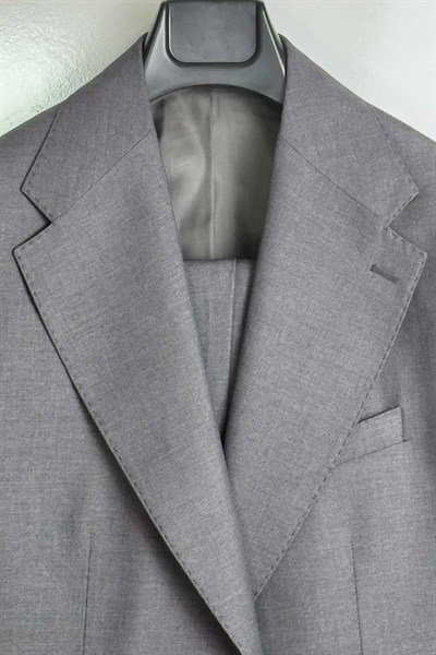 Slim Fit Geniş Yaka Gri Takım Elbise - Outlet