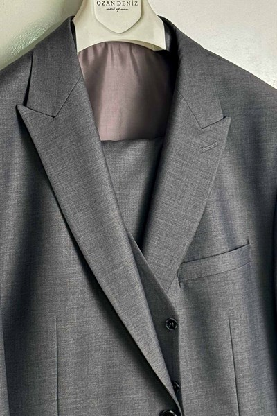 8 Drop Yelekli Gri Takım Elbise - Outlet