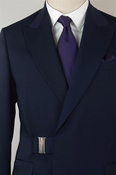 Tokalı Kruvaze Lacivert Takım Elbise