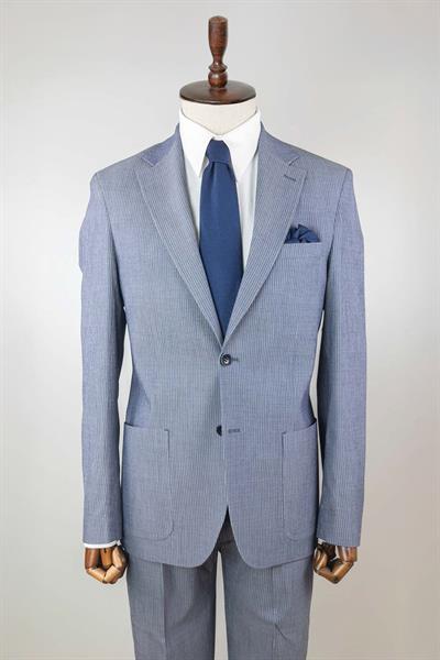 Jogger Pantolonlu Torba Cepli Slim Fit Mavi Takım Elbise