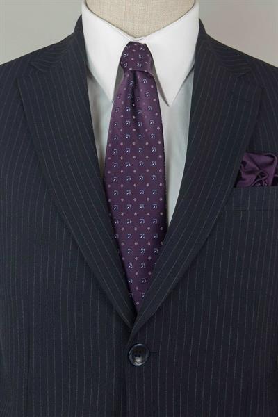 Jogger Pantolonlu Gofre Dokulu Çizgili Lacivert Takım Elbise