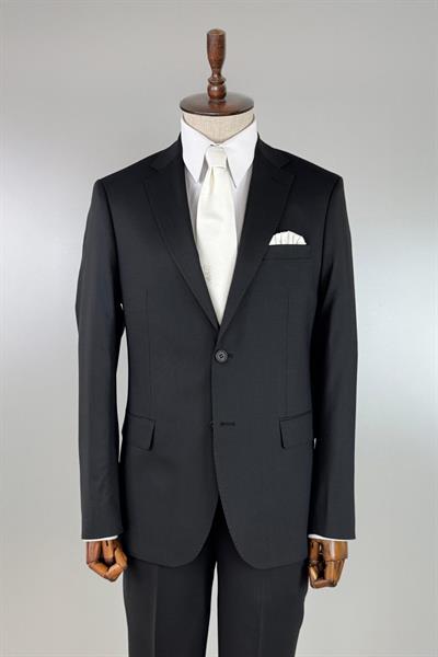 Yünlü Premium Mikro Desenli Siyah Takım Elbise