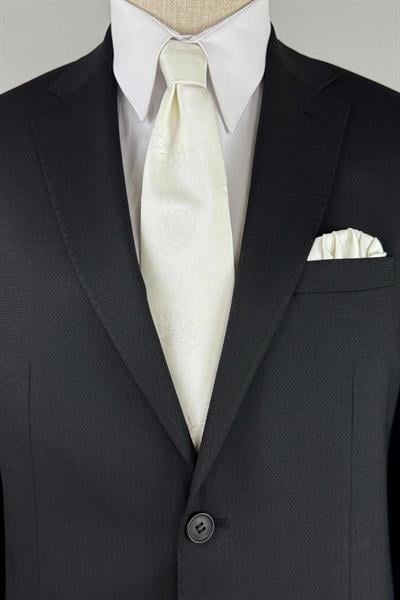 Yünlü Premium Mikro Desenli Siyah Takım Elbise