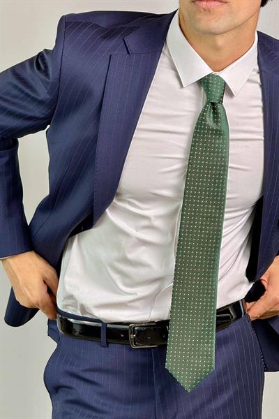 Çizgili Açık Lacivert Yünlü Premium Takım Elbise