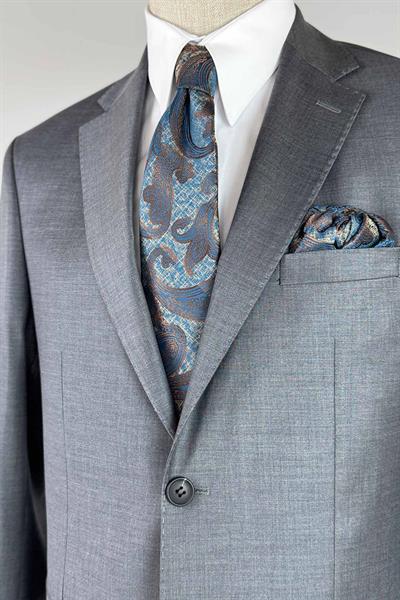 Yünlü Premium Koyu Gri Takım Elbise