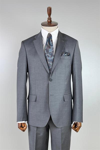 Yünlü Premium Koyu Gri Takım Elbise