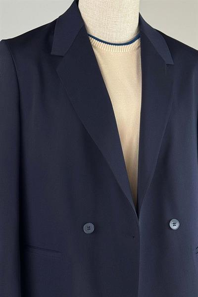 Oversize Kruvaze Lacivert Takım Elbise