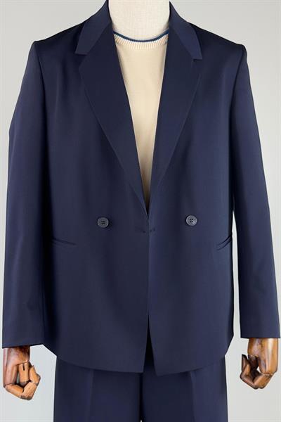 Oversize Kruvaze Lacivert Takım Elbise