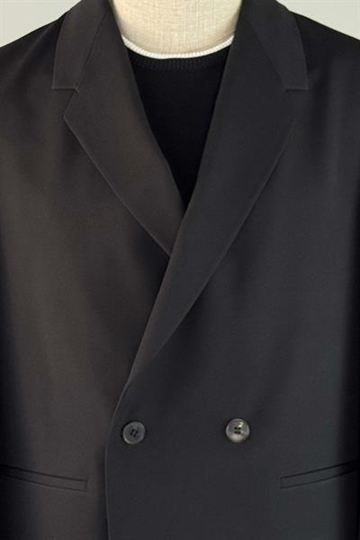 Oversize Kruvaze Siyah Takım Elbise