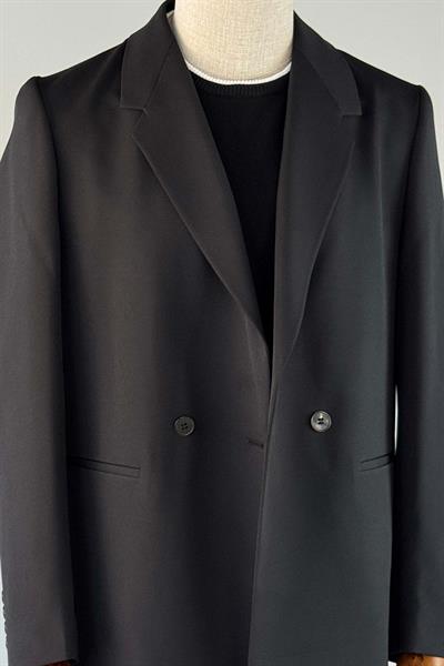 Oversize Kruvaze Siyah Takım Elbise