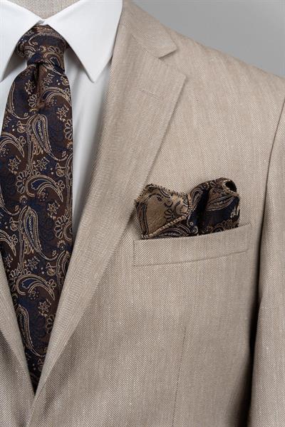 Slim Fit Bej Renk Tek Ceket